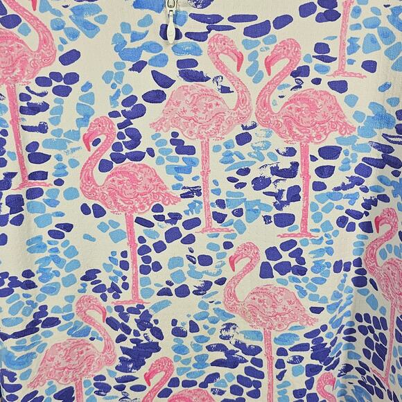 IBKUL Long Sleeve 1/4 Zip Mock Neck Flamingo Print Top Golf Pickleball Size XL - Picture 5 of 10